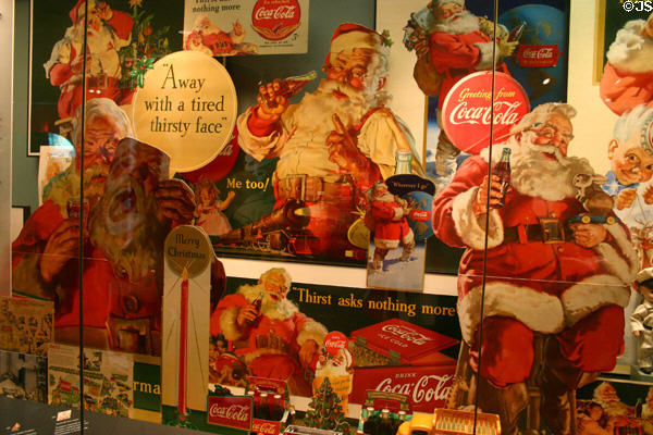 Advertising Santa Clauses at Coca-Cola Museum. Atlanta, GA.