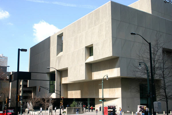 Inverted stepped facade of Atlanta-Fulton Public Library. Atlanta, GA.