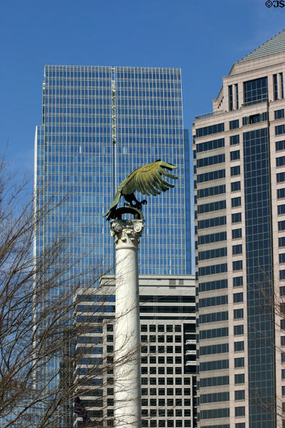 Symphony Center beyond bronze eagle of Sixth Federal Reserve District. Atlanta, GA.