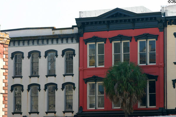 Italianate buildings off Johnson Square. Savannah, GA.