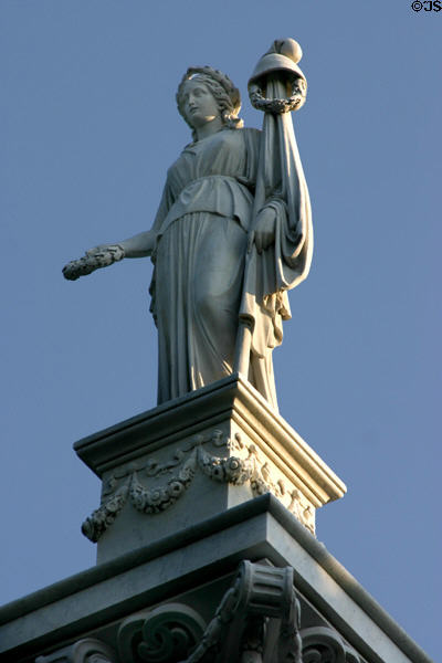 Statue of Liberty atop Pulaski Monument in Monterey Square. Savannah, GA.