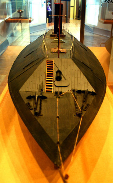Alternative guess at model of Civil War ironclad CSS Georgia at Savannah History Museum. Savannah, GA.