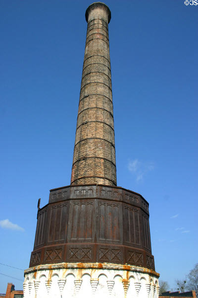 125-foot-tall brick smokestack at Roundhouse Railroad Museum. Savannah, GA.