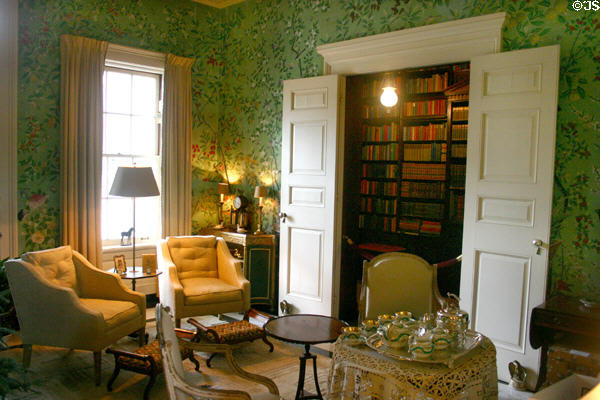 Parlor with library in background at Pebble Hill Plantation. Thomasville, GA.