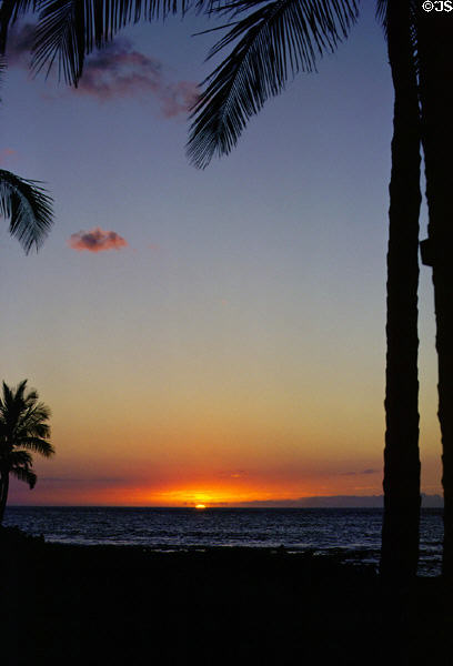 Sunset at Hilton Waikoloa Village, Kona coast. Big Island of Hawaii, HI.