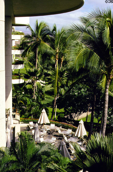 Balconies of Westin Hapuna Beach Prince Hotel on Kona Coast. Big Island of Hawaii, HI.