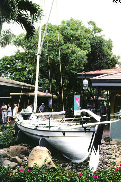 Whale boat at Whalers Village, north of Lahaina. Maui, HI.