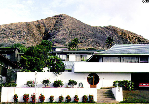 Modern home in Waikiki, on slope of Diamond Head volcano. Waikiki, HI.