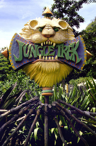 Jungle Trek play area sign at Waimea Valley Adventure Park. Oahu, HI.
