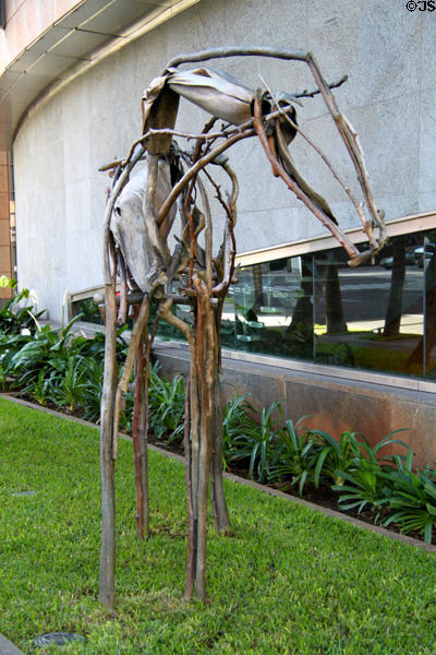 Palani horse sculpture (1996) by Deborah Butterfield at First Hawaiian Center. Honolulu, HI.