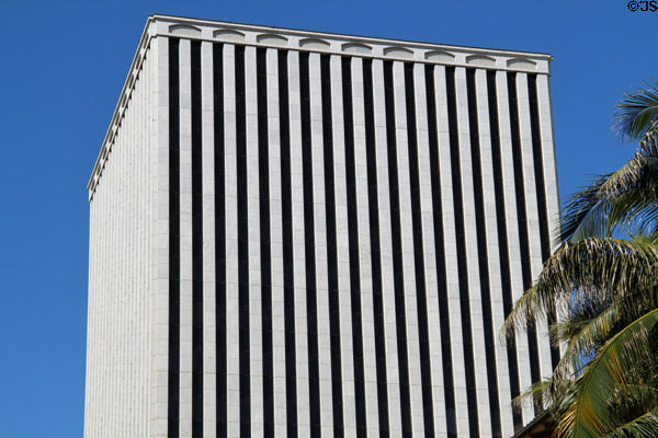 Upper floor facade of Topa Financial Center Tower. Honolulu, HI.