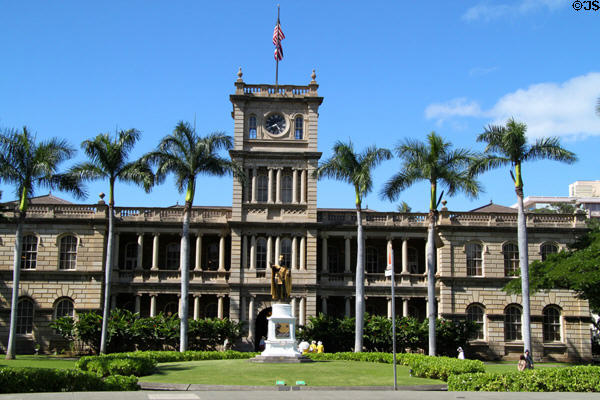Ali'iolani Hale (1874) (S. King & Mililani Sts.) (now HI Supreme Court). Honolulu, HI. Style: Neoclassical. Architect: Thomas Rowe. On National Register.