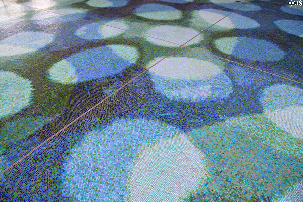 Details of Aquarius mosaic (1969) by Tadashi Sato in central courtyard of Hawaii State Capitol. Honolulu, HI.