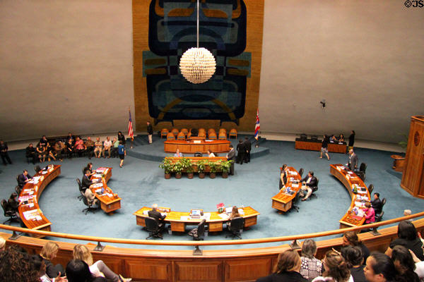 Senate chamber of Hawaii State Capitol. Honolulu, HI.