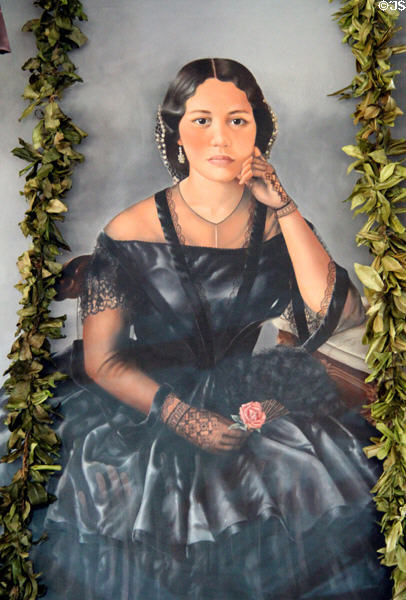 Portrait of Elizabeth Keka'aniau La'anui Pratt (1834-1928) at Kawaiaha'o Church. Honolulu, HI.