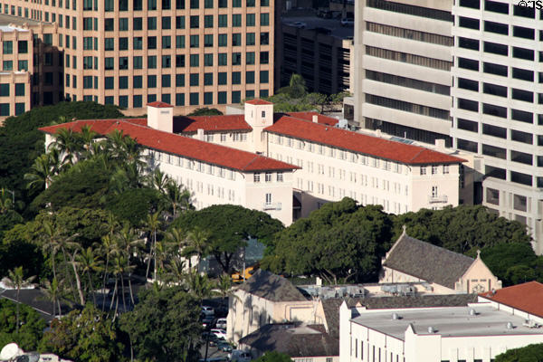 One Capitol District (former Armed Services YMCA) seen from Punchbowl crater. Honolulu, HI.