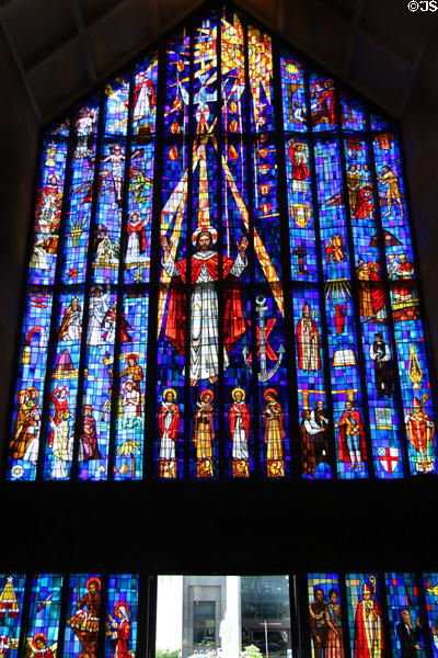 St Andrew's Cathedral's Great West Window stained glass mural (1958) by John Wallis. Honolulu, HI.