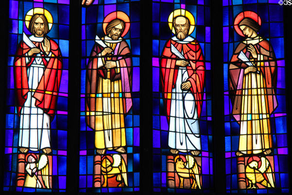 The four Evangelists on St Andrew's Cathedral's Great West Window. Honolulu, HI.