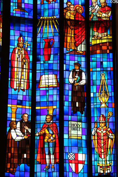Anglican themes on St. Andrew's Cathedral's Great West Window. Honolulu, HI.