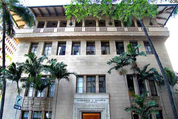 Facade of Alexander & Baldwin Building. Honolulu, HI.