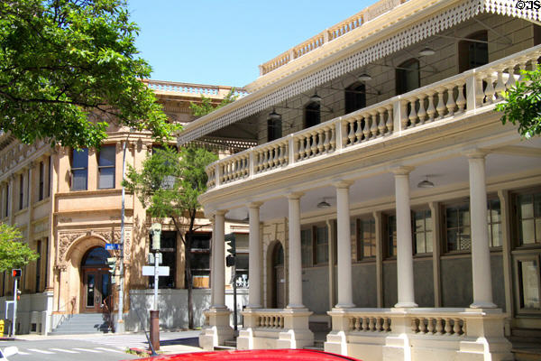 Kamehameha V Post Office (1870-71) with Yokohama Specie Bank (1909) (Merchant at Bethel St.). Honolulu, HI.