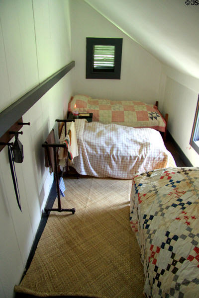 Upstairs long bedroom in Oldest Frame House of Mission House Museum. Honolulu, HI.