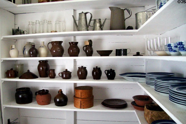 Crockery & China in pantry of Oldest Frame House of Mission House Museum. Honolulu, HI.