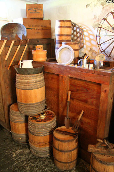 Store of goods in barrels at Mission House Museum. Honolulu, HI.