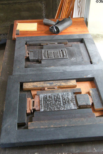 Typesetting for printing press at Mission House Museum. Honolulu, HI.