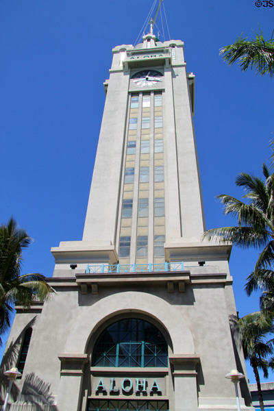 Aloha Tower (1926) (10 floors) (1 Aloha Tower Drive). Honolulu, HI. Architect: Arthur Reynolds. On National Register.