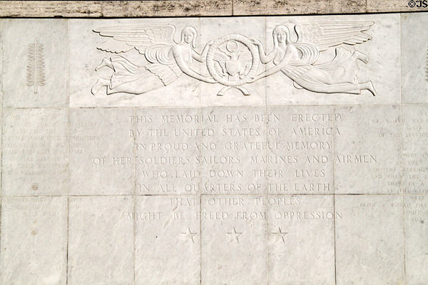 Detail of Honolulu Memorial for America's soldiers, sailors, marines & airmen who laid down their lives. Honolulu, HI.