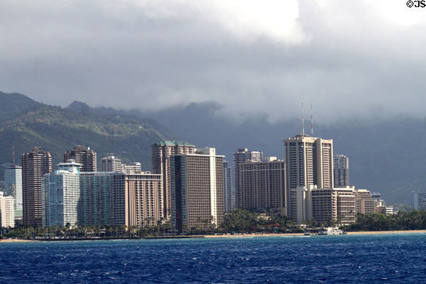 Highrises of Ala Moana district of Waikiki. Waikiki, HI.