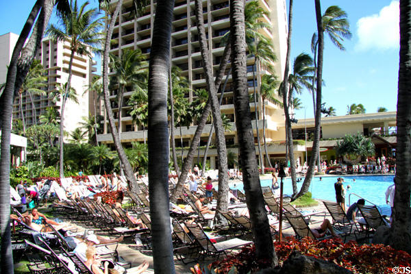 Pool area of Hilton Hawaiian Village. Waikiki, HI.