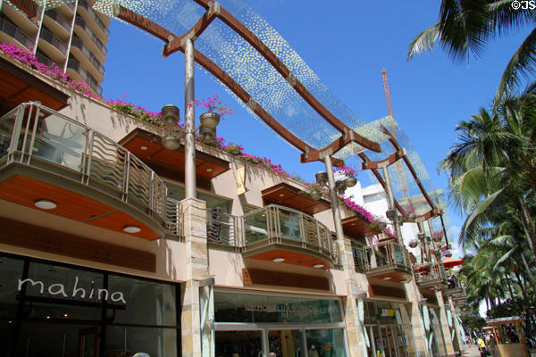 Undulating architecture of Waikiki Beach Walk (226 Lewers St.). Waikiki, HI.