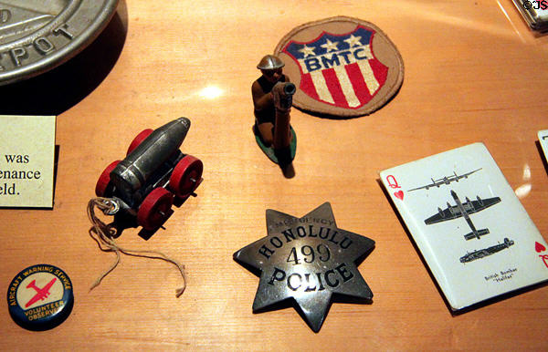 Collection of objects from World War II at U.S. Army Museum. Waikiki, HI.