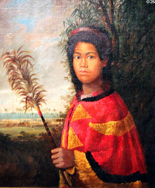 Portrait of Nāhi'ena'ena (1825) sister of King Kamehameha III by Robert Dampier at Honolulu Academy of Arts. Honolulu, HI.