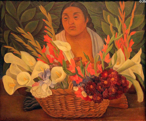 Flower Seller painting (1926) by Diego Rivera at Honolulu Academy of Arts. Honolulu, HI.