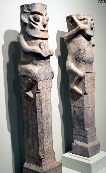 Chinese earthenware funerary pillars from Han dynasty (260 BCE-220 CE) at Honolulu Academy of Arts. Honolulu, HI.