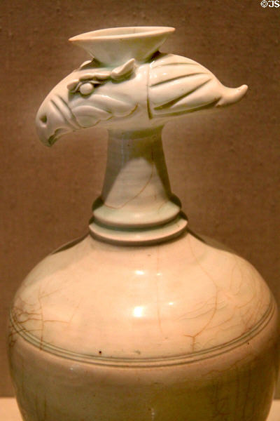 Chinese porcelain bird headed ewer from Five dynasties period (907-960) at Honolulu Academy of Arts. Honolulu, HI.