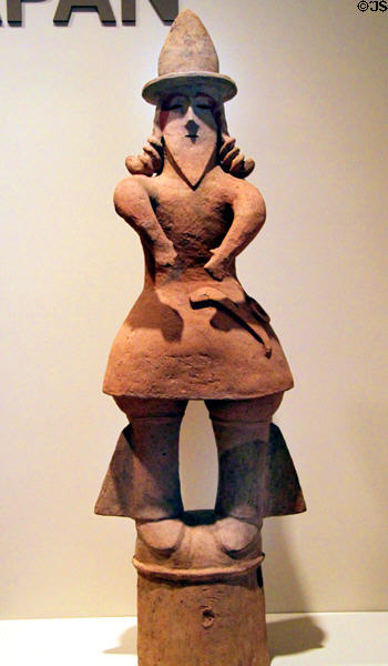 Japanese clay tomb sculpture of bearded man (5-6thC) at Honolulu Academy of Arts. Honolulu, HI.