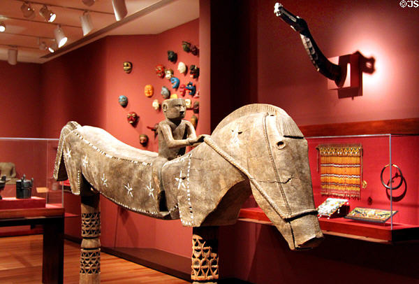 Indonesian wooden monumental horse (19thC) at Honolulu Academy of Arts. Honolulu, HI.