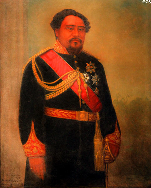 King Kamehameha V (1830-1872) in portrait by William Cogswell at Bishop Museum. Honolulu, HI.