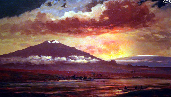 Eruption of Mauna Loa (Nov. 5, 1880) as seen from Kawaihae painting (1881) by Charles Furneaux at Bishop Museum. Honolulu, HI.