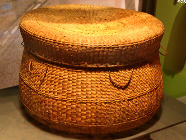 Hawaiian basket (hīna'i) at Bishop Museum. Honolulu, HI.