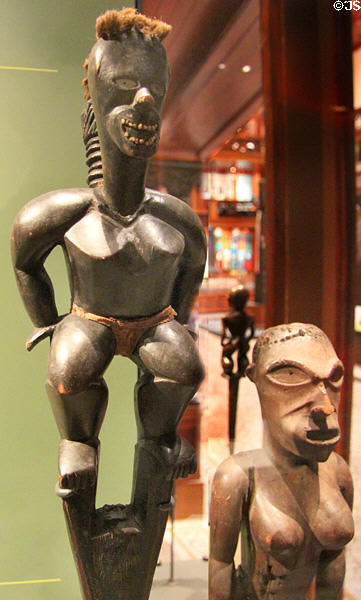 Hawaiian wooden guardian spirits at Bishop Museum. Honolulu, HI.