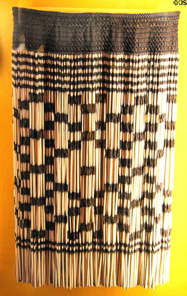 Maori piupiu skirt of flax scraped to form a pattern from New Zealand at Bishop Museum. Honolulu, HI.