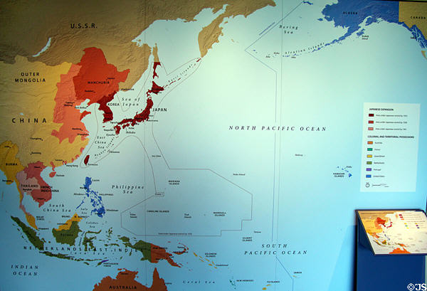 Map of Japanese expansion displayed at Arizona Memorial museum. Honolulu, HI.