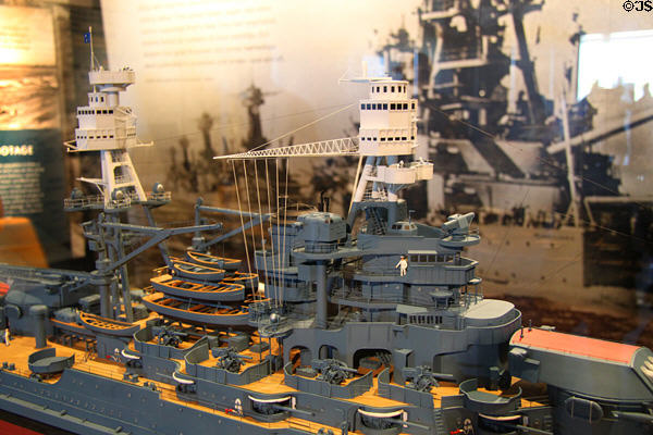 USS Arizona model at Arizona Memorial museum. Honolulu, HI.