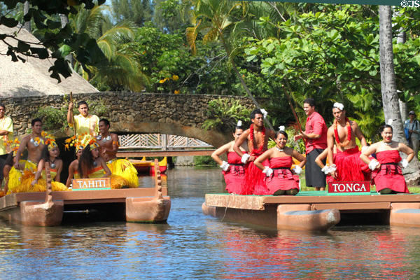 Rainbows of Paradise canoe parade & show at Polynesian Cultural Center. Laie, HI.