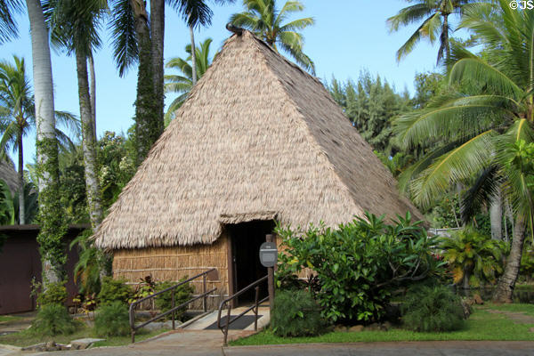 Family Dwelling (Na Bure) in Fijian village at Polynesian Cultural Center. Laie, HI.